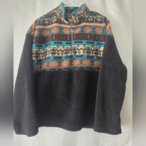 Aztec Style Men's Zip Up Sweater with Multicolor Pattern